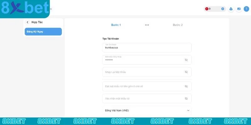 Điền thông tin đăng ký đại lý 8xbet và gửi yêu cầu phê duyệt