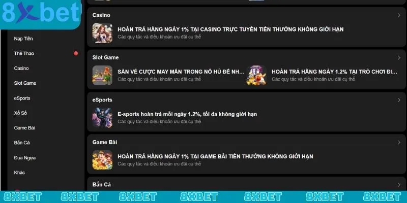 Những ưu điểm khi tham gia khuyến mãi hoàn trả 8xbet
