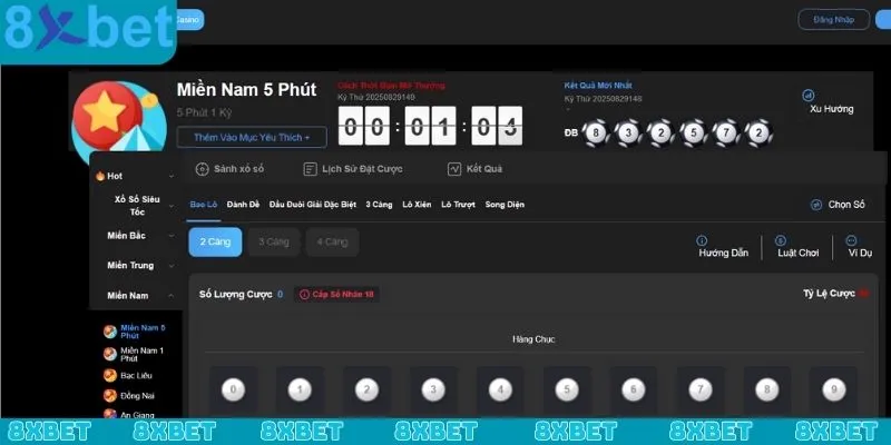 Sảnh game xổ số miền Nam tại 8xbet luôn được yêu thích hàng đầu hiện nay
